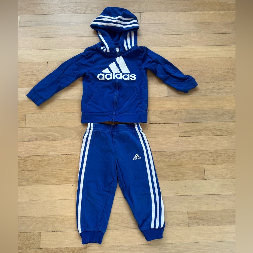 Adidas Blue and White Toddler Tracksuit
